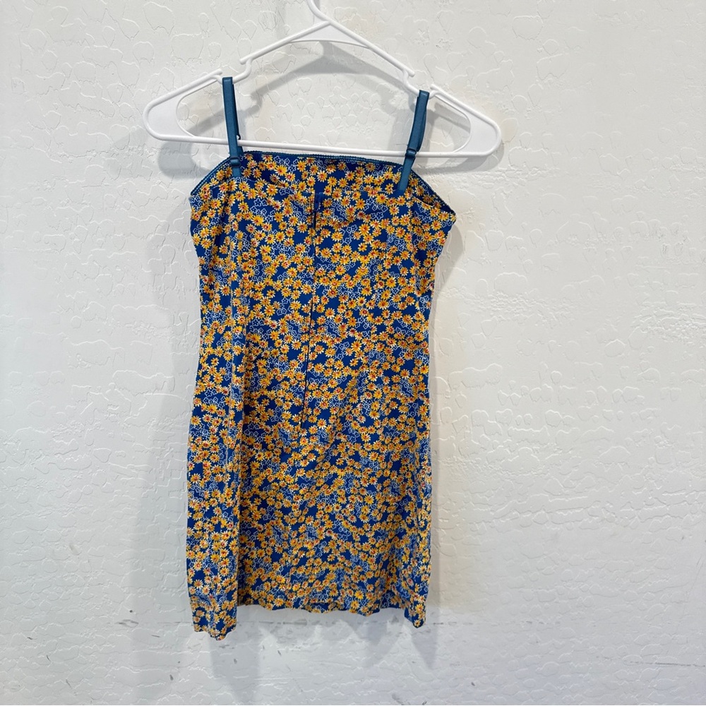 Vintage Y2K 579 Floral Mini Dress Womens XS Blue Yellow Whimsigoth - Picture 6 of 8